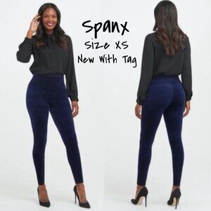 Spanx Velvet Velour Leggings Women's Lapis Night Blue X-Small New With Tag